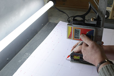 Fig. 7: Plotting an isoirradiance chart for a fluorescent tube